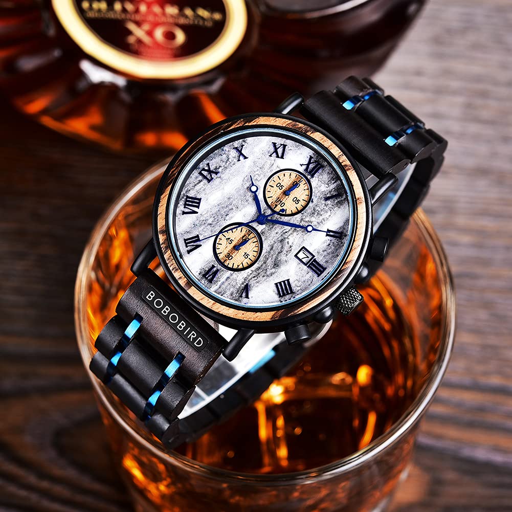 2win Engraved Wood Watches Personalized Gifts for Men Husband Boyfriend My Man Fiancé Groomsman Wedding Birthday Christmas Anniversary Wacth (Custom Box Photo) 2win