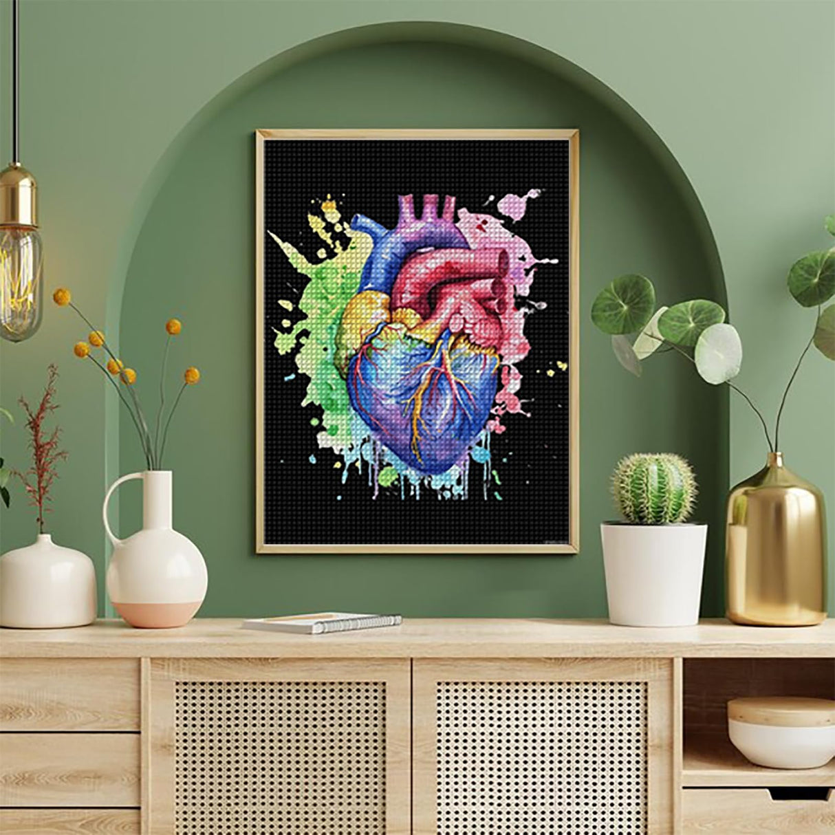 UPABLUNSO Rainbow Anatomical Heart Watercolor Novelty Round Diamond Art Painting Unframed Full Drill Paint with Diamonds Kits 12x16 inch UPABLUNSO