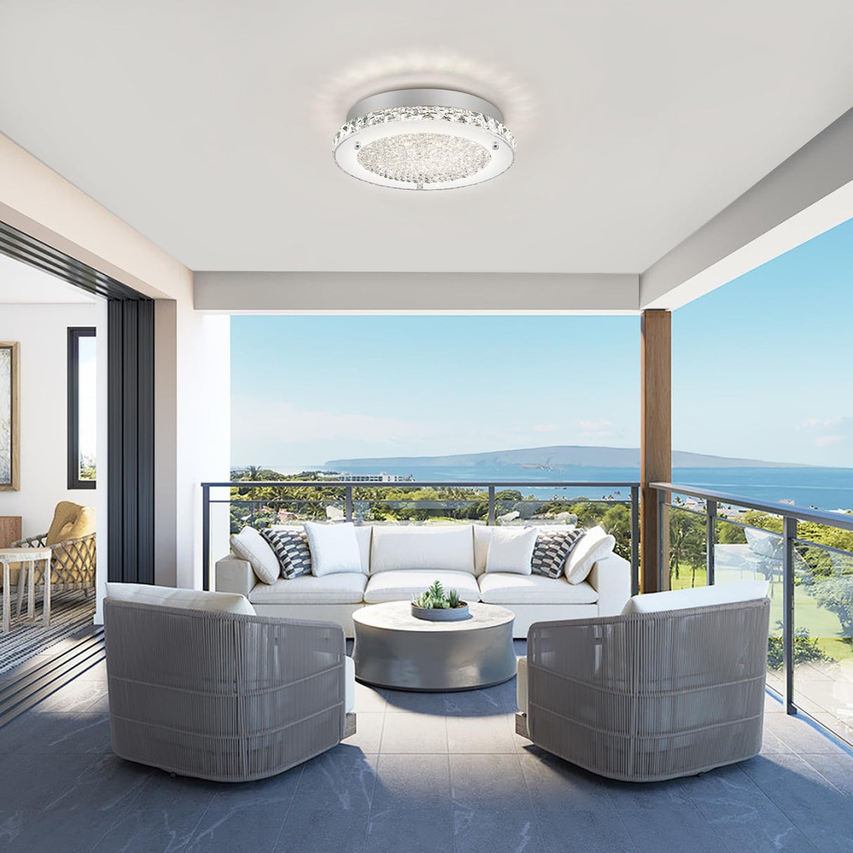 Ceiling Light, Crystal Ceiling Light Fixture Flush Mount Ceiling Light Crystal Light Fixture Ceiling Mount Modern Dimmable LED Ceiling Light for Bedroom Kitchen Bathroom Hallway Porch Office 11" DHK wot