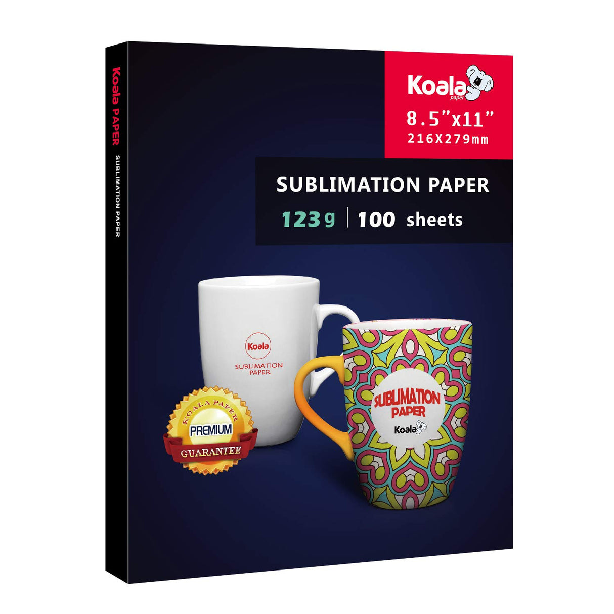 Koala Sublimation Paper 8.5x11 inches Easy to DIY T-shirts, Tumblers, Mugs Only Compatible with Inkjet Sublimation Printer Sublimation ink 100 sheet 123g KOALA PAPER