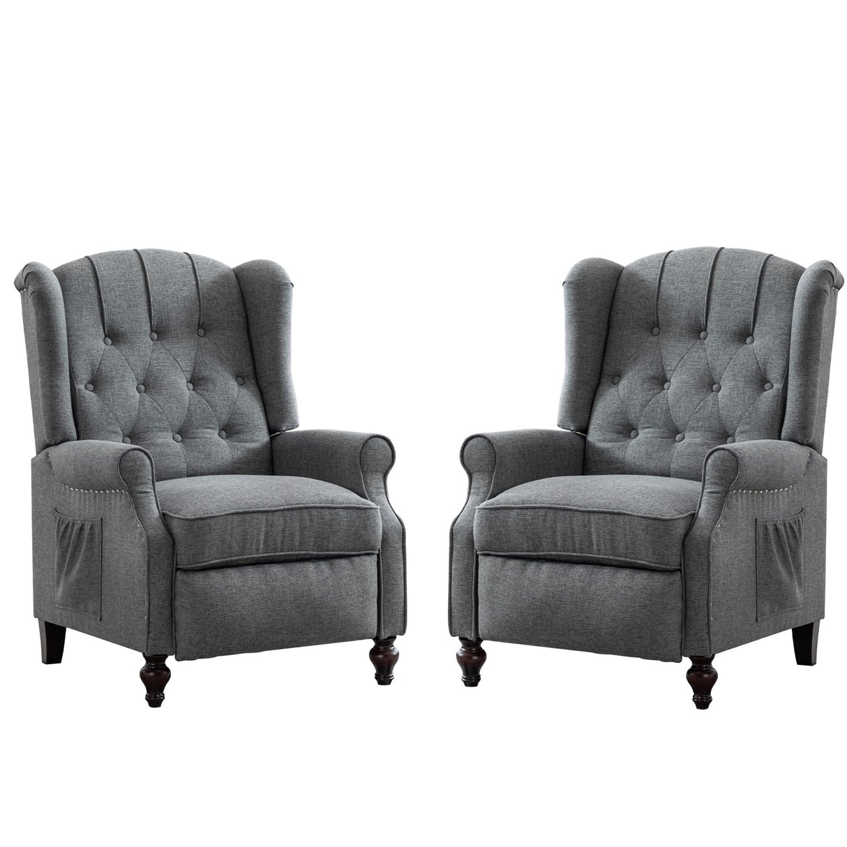 SAMERY Wingback Recliner Chair with Massage and Heat, Push Back Recliner Accent Chair, Modern Tufted Reclining Lounge Single Small Recliner Chair Set of 2 for Small Spaces, Living Room, Office SAMERY