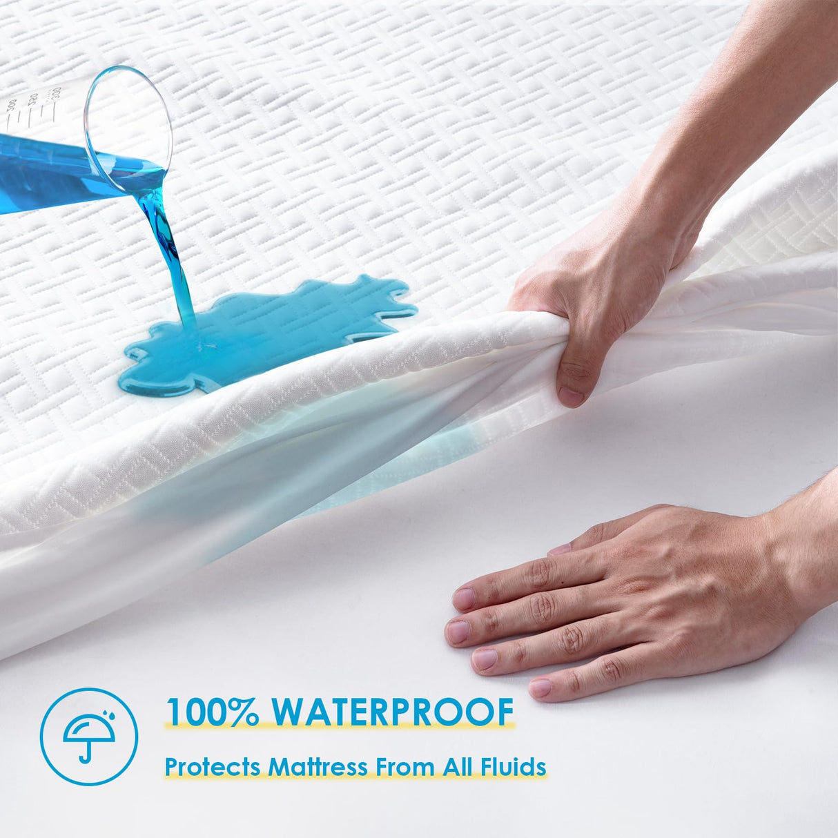 Cozymaker Queen Size 100% Waterproof Mattress Protector, Cooling Mattress Cover Fitted 8-21" Deep Pocket, 3D Air Fabric Soft Breathable Bed Mattress Pad Cover Noiseless Washable Cozymaker