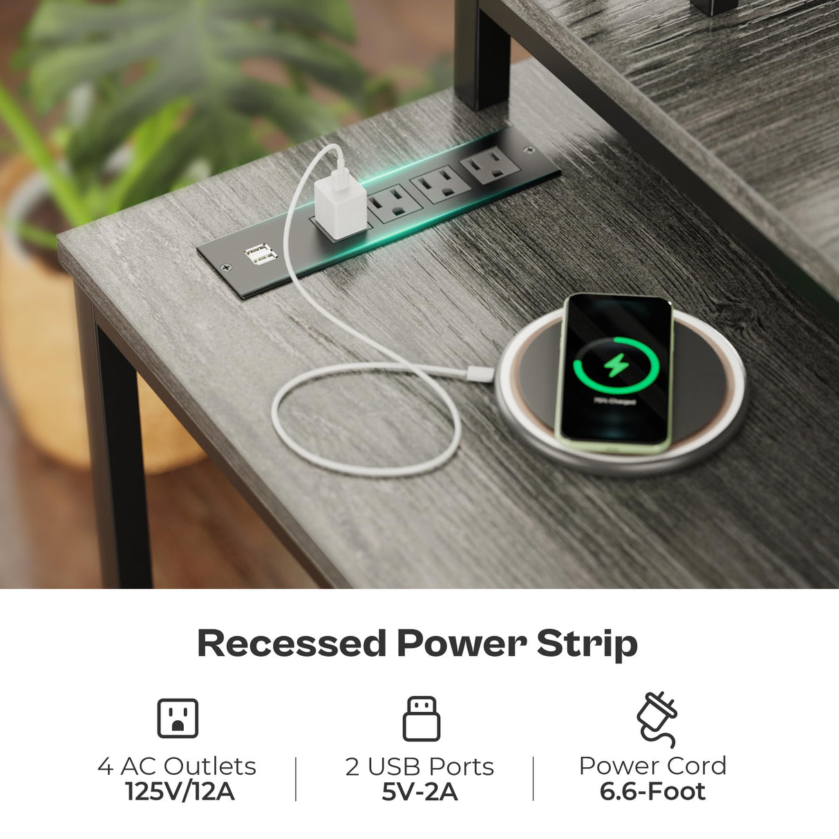 Huuger Reversible L Shaped Computer Desk with Drawers, Gaming Desk with LED Lights and Power Outlets, Office Desk with Storage Shelves, Corner Desk with Monitor Stand, for Home & Office, Gray Huuger