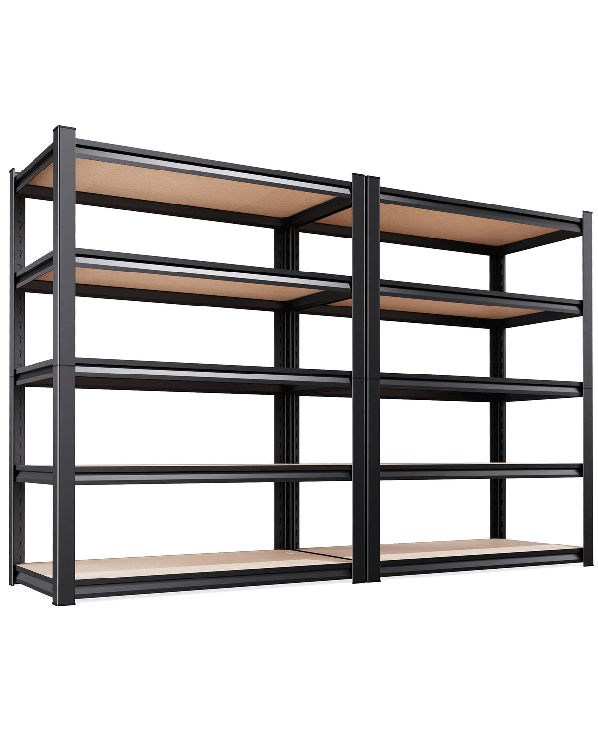 AOAORGG Set of 2 Heavy Duty Garage Shelving, 5-Tier Storage Shelves, 2000LBS Metal Shelf, Adjustable Shelving Unit, for Basement, Kitchen, Warehouse, Pantry, 15.7" Dx35.4 Wx71.2 H, Black AOAORGG