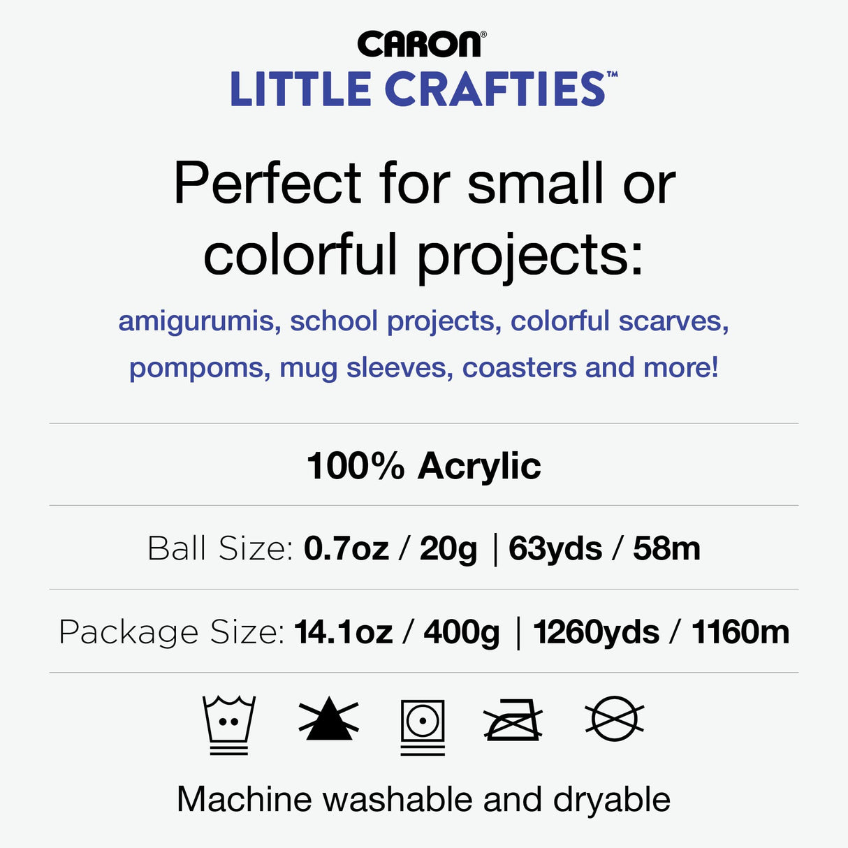 Caron Little Crafties Acrylic Mini Yarn Multipack 20 Count (Pack of 1) – Knitting, Crocheting & Art Projects – Machine Washable & Dryable – Durable Light Weight Yarn Kit Caron