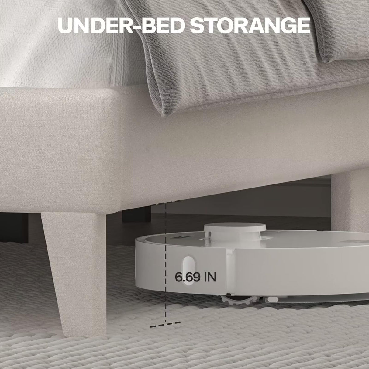 DOGIBIXO Queen Size Bed Frame with LED Lights, Upholstered Bed Frame with Wingback Diamond Tufted Headboard, Wood Slats Support, Noise-Free, Easy Assembly, No Box Spring Needed, Beige DOGIBIXO