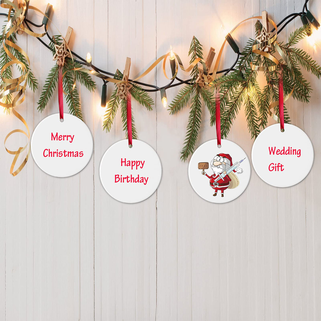 10Pcs Sublimation Ceramic Ornaments Sublimation Ornament Blanks Bulk Ceramic Discs Ornament for Heat Press Printing White Round Porcelain Ornament Personalized Xmas Tree Ornament Keepsake Crafts Gift SEUGKE