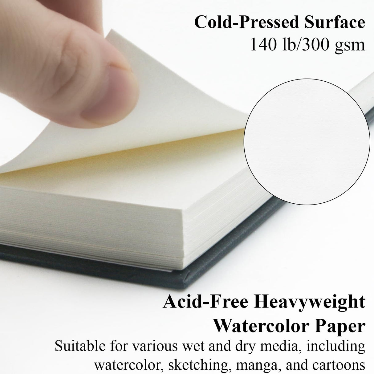 Watercolor Sketchbook 10"x12", 32 Sheets (64 Pages) Water Color Paper, 140lb/300gsm Watercolor Paper, Spiral Hardcover Watercolor Notebook. Fuxi