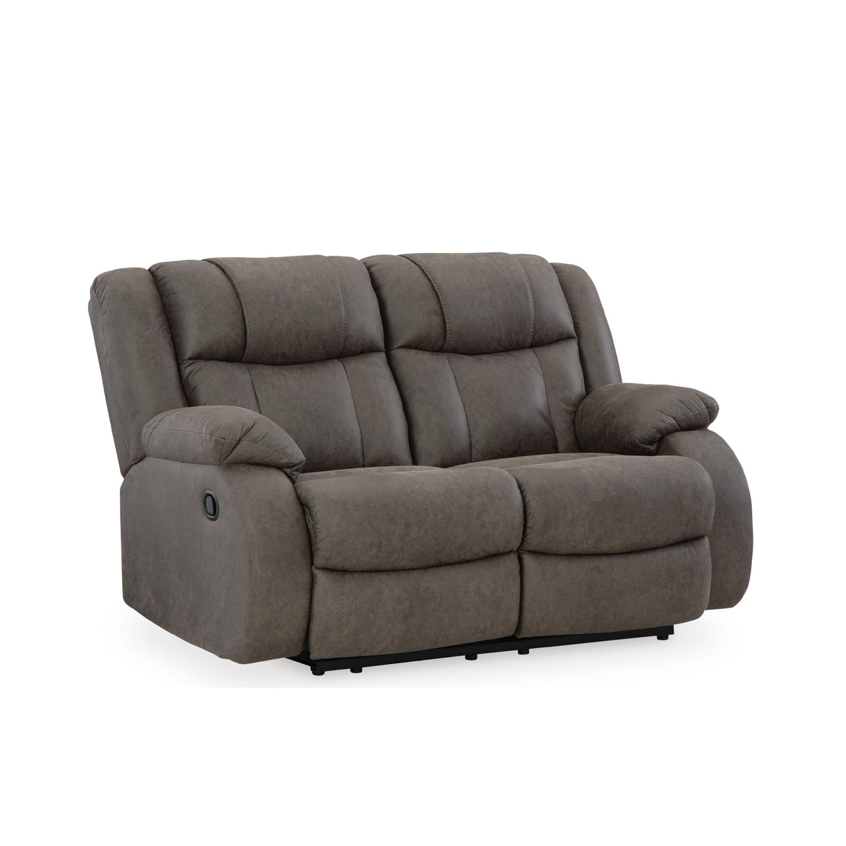 Signature Design by Ashley First Base Contemporary Faux Leather Manual Reclining Loveseat, Gray Signature Design by Ashley