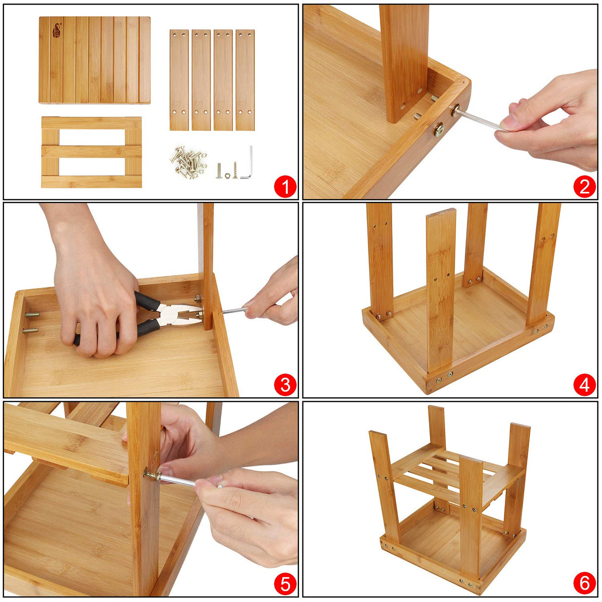 STARVAST Small Bamboo Step Stool for Kids, 10 inch High Multi-Functional Wooden Stool Seat Foot Rest Ideal for Entryway Foyer Hallway Garden STARVAST