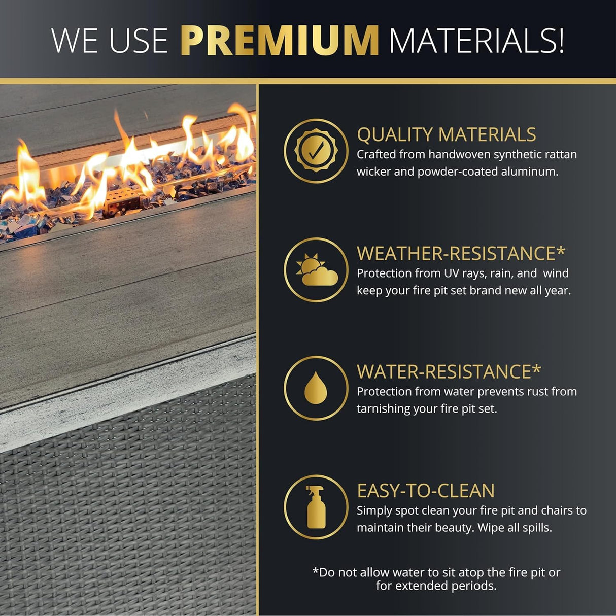 New Upgrade 7-Piece Rattan Patio Furniture Set, 76" Propane Fire Pit Table 50,000 BTU, 4 Dining & 2 Swivel Chairs Included, Cushion, CSA Certified, for Garden Backyard Outdoor Dining and Conversations Lokingrise