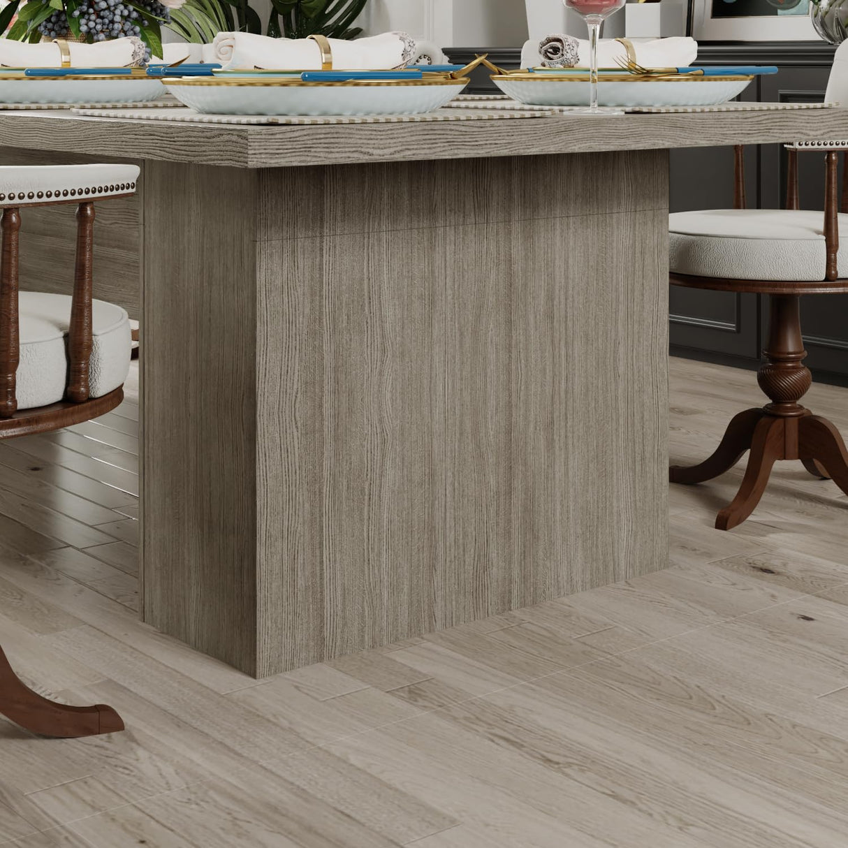 Homsee 118.1" W Rectangular Conference Room Table for 10-12 People, Versatile Modern Wood Seminar Meeting Table for Boardroom, Gray Homsee