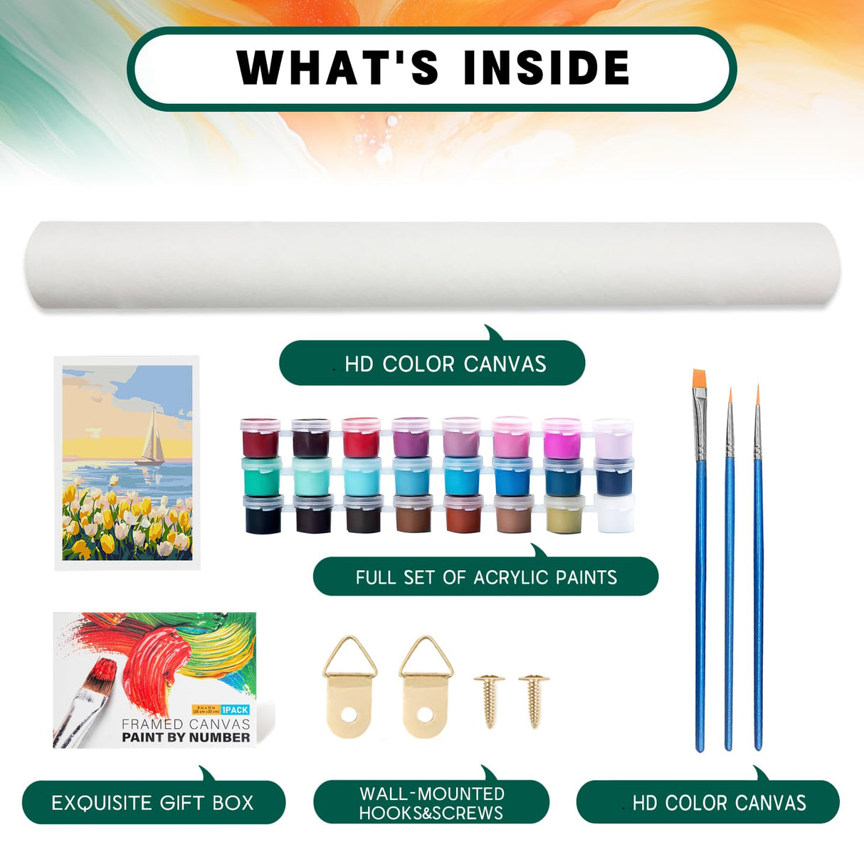 Framed Paint by Numbers Kit for Adults Beginner & Kids Age 8-12, Easy Flowers Adult Paint by Number Kits on Canvas, DIY Acrylic Watercolor Oil Paint by Number for Adults Landscape for Gift 8x12 Inch Possoco