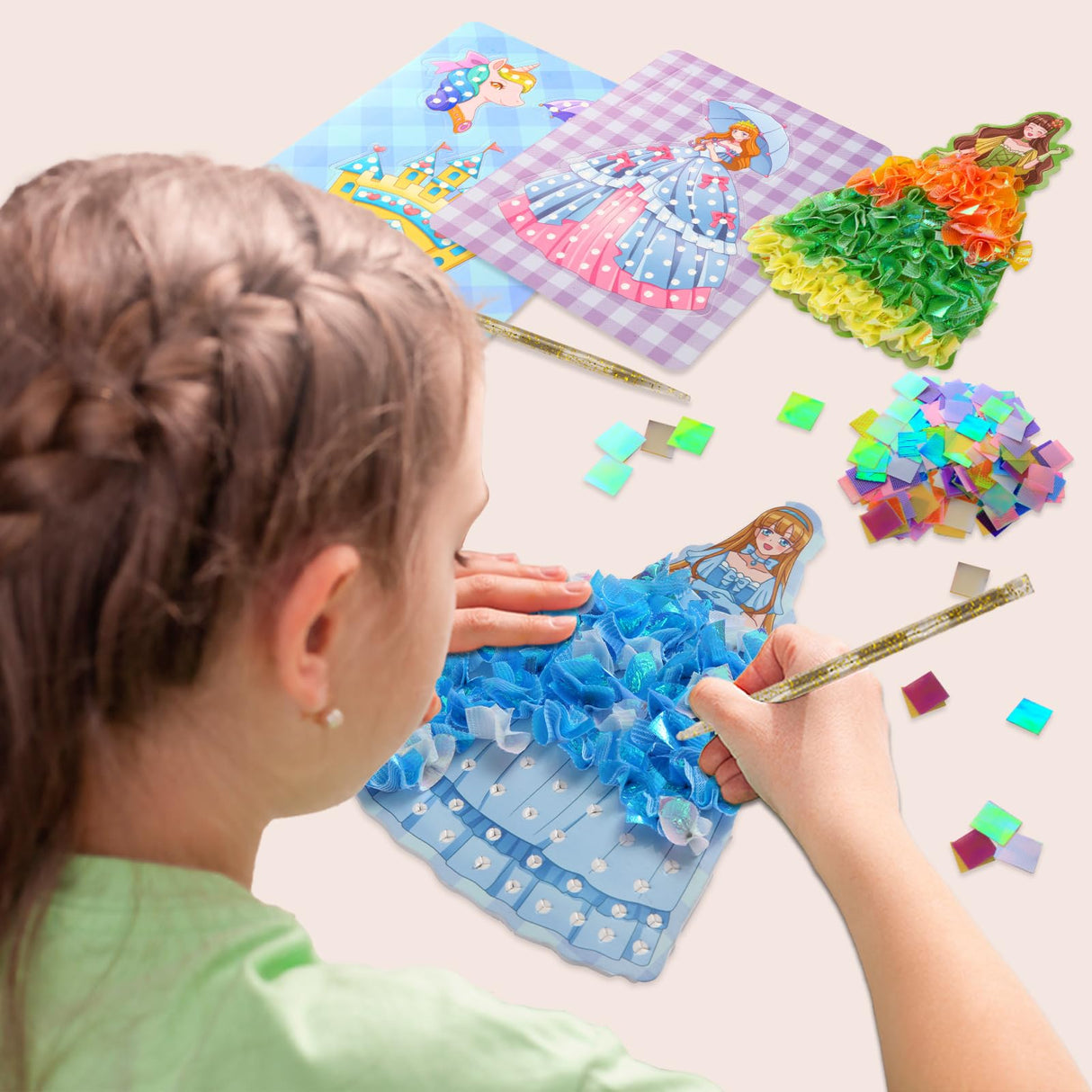 Poke Poke Art and Crafts kit for Kids, DIY 8 Magical Princesses & 6 Accessories, Pretty Princess Game Toys for Girl 6-8 8-12, Gifts for Boys & Girls Ages 6 7 8 9 10 11 12 Years Old Yrinfay