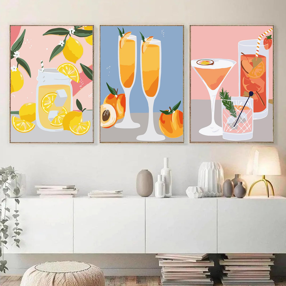 F.NIMAGOP 6 Pack Paint by Numbers Kit for Adults Beginners,DIY Acrylic Paint by Number Kits On Canvas Without Frame,Cocktail Adult Paint by Number for Home Wall Decor 7.8x11.8inch F.NIMAGOP