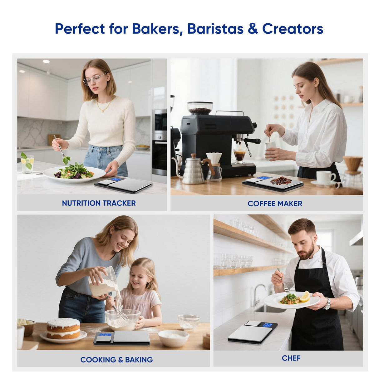 Dual Platform Food Kitchen Scale with 0.1g/0.001oz High Precision, 15kg/33lb Bakery Scale, Dual Accuracy Kitchen Scale for Sourdough Bread, Baking and Cooking with 7 Unit Tare and Totalizer ApeWeghr