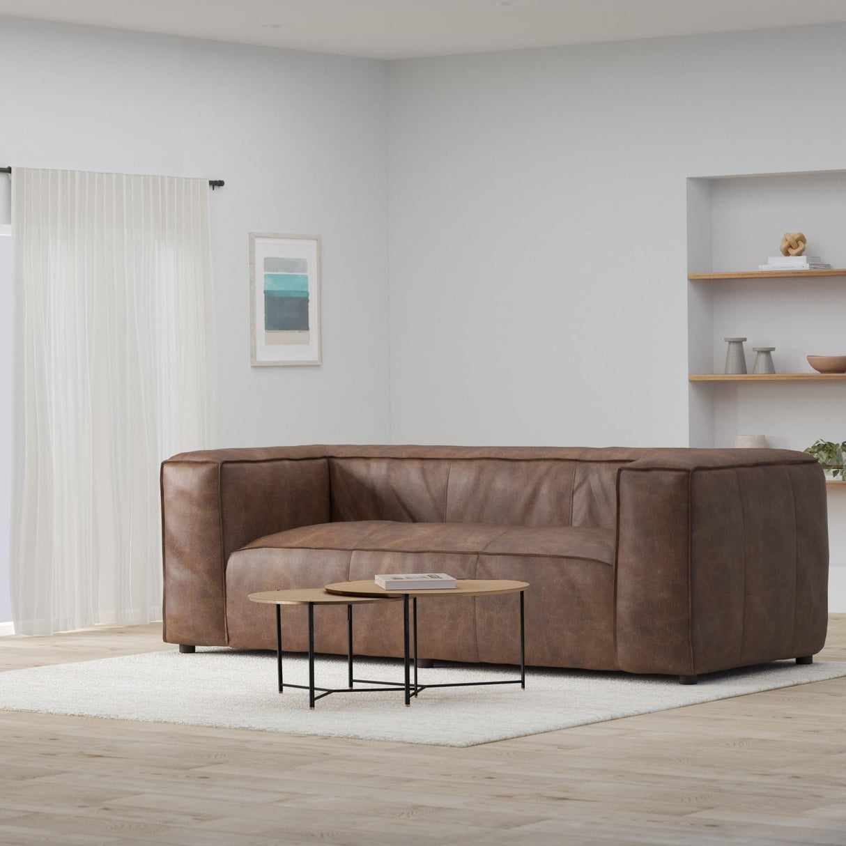 ACME Brancaster Sofa - - Retro Brown Top Grain Leather Acme