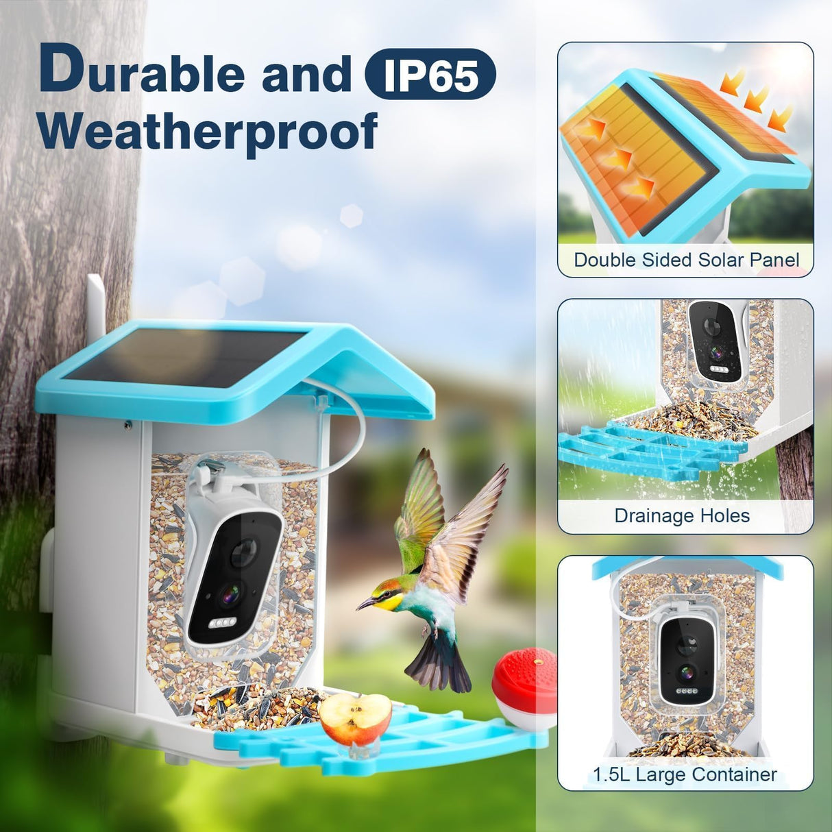 Bird Feeder with Camera, 2K HD AI Identify Bird Species & 64G SD Card, Smart Bird House with Cam, Solar Bird Feeder Camera, Bird Watching Camera, Auto Capture Bird Videos, Gifts for Bird Lovers AUTGA