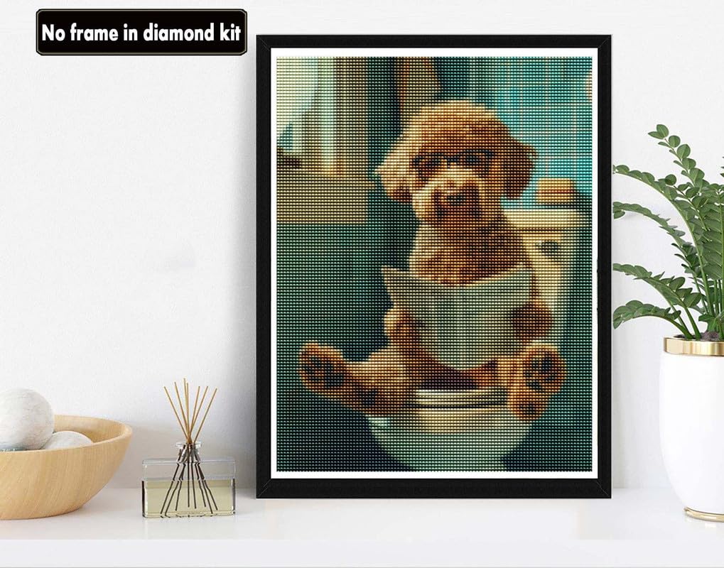 VAIIEYO 5D DIY Diamond Art Kits for Adults Dog, Diamond Painting Animal, Paint by Numbers Full Drill Round Rhinestone Craft Canvas for Home Wall Decor Gift 12x16 inch-13 VAIIEYO