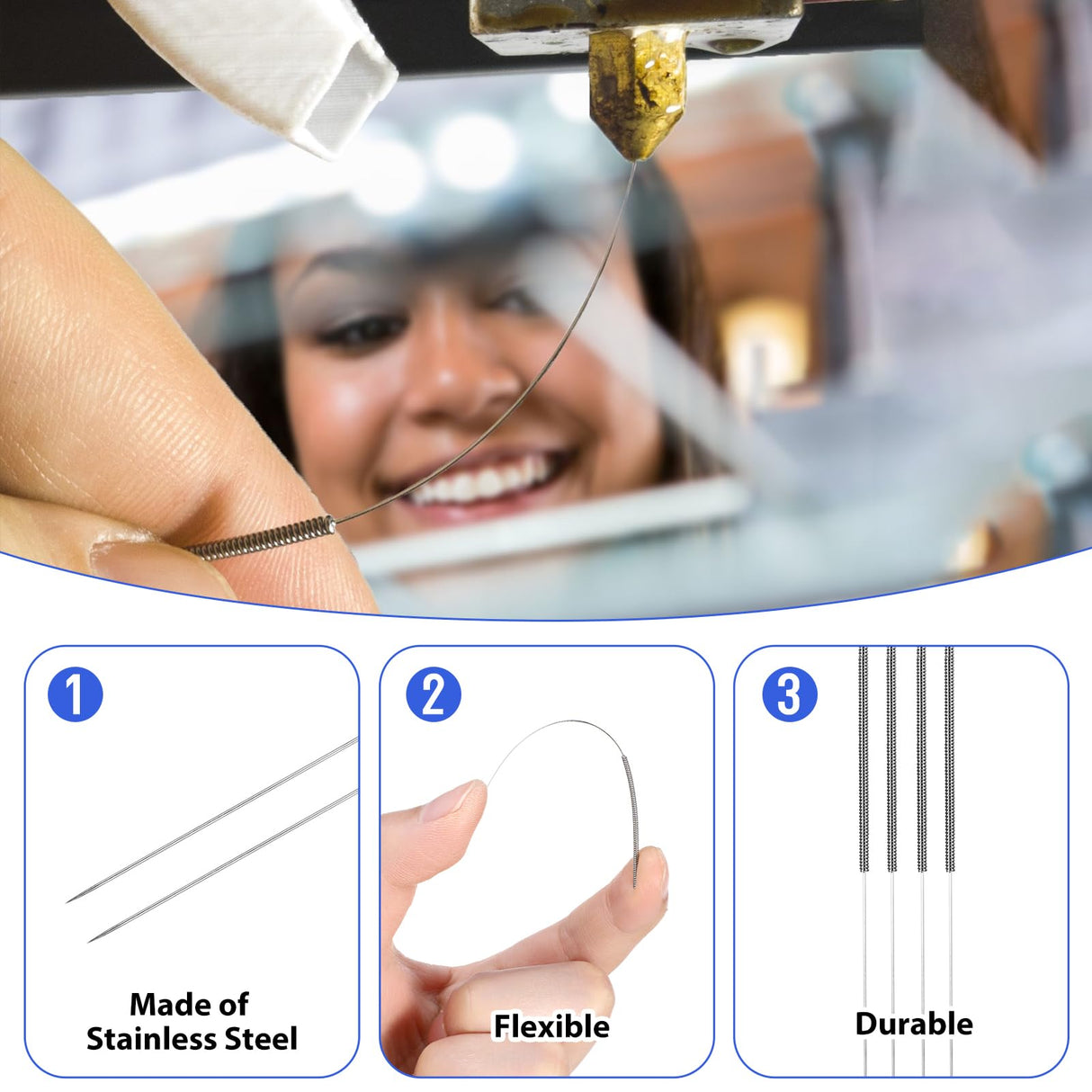 50Pcs 3D Printer Nozzle Cleaning,0.4mm Stainless Steel Needle Cleaner with Storage Bottle,3D Printer Accessories for Cleaning 3D Printer Nozzles Tucnoeu