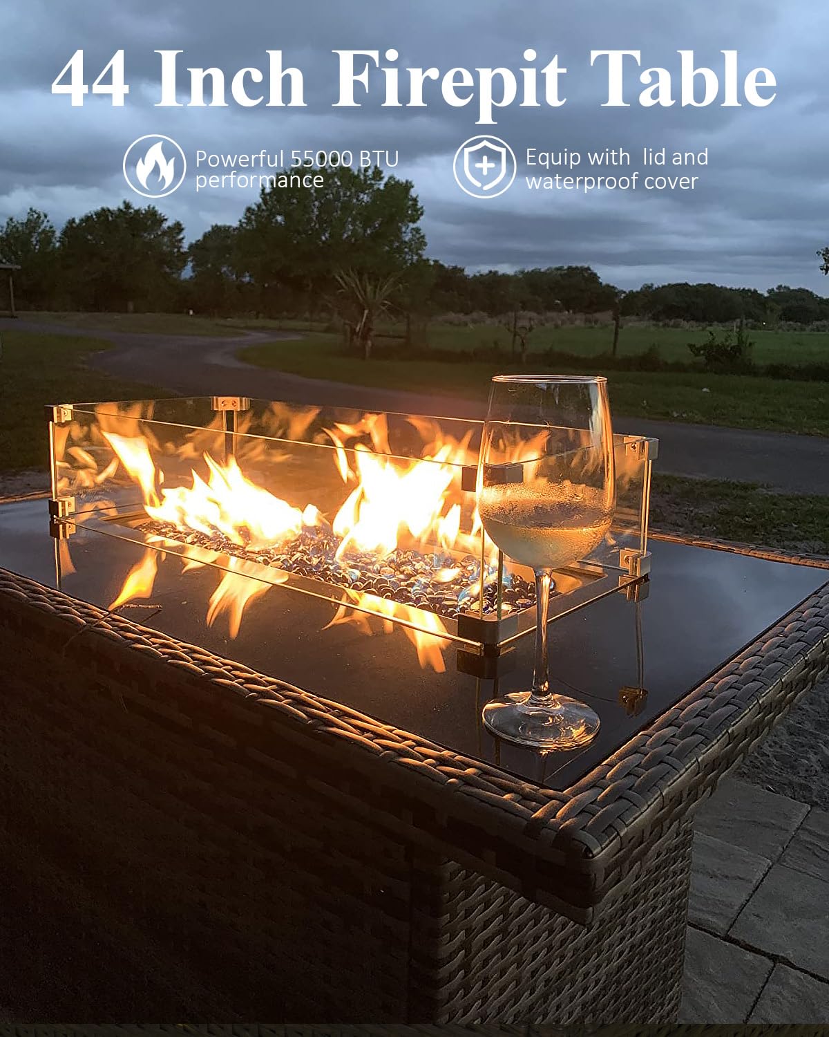 LayinSun 10 Piece Wicker Outdoor Furniture Set with 6-inch Comfy Cushions, High Back Patio Furniture Set with Swivel Rocking Chairs and Fire Pit Table LayinSun