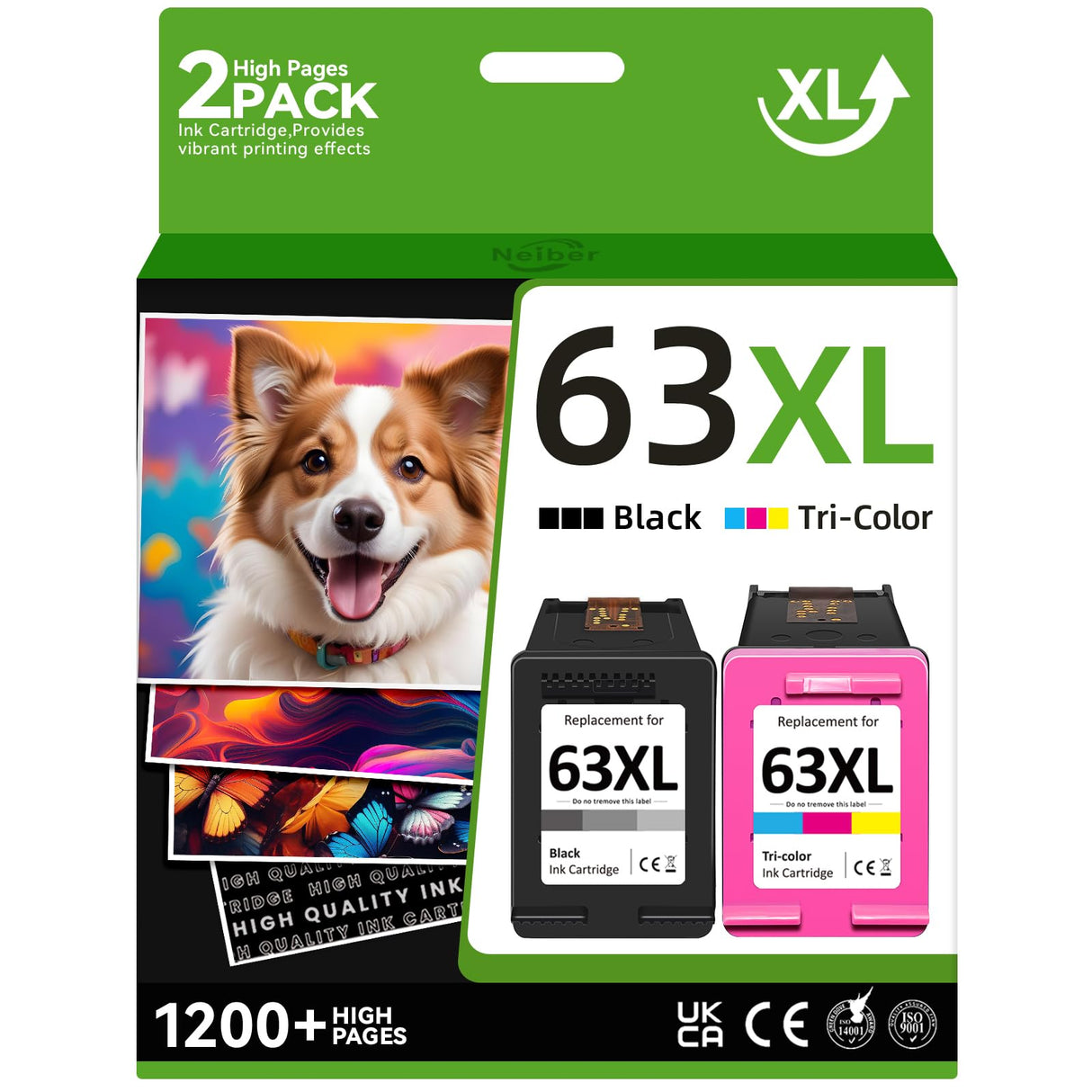 Neiber 63XL Printer Ink Compatible for HP 63XL Ink Cartridges Combo Pack Black and Color Compatible for HP Ink 63 Fit for Officejet 3830 4650 5255 5258 Envy 4520 3634 Deskjet 1112 2132 3630 Printer Neiber