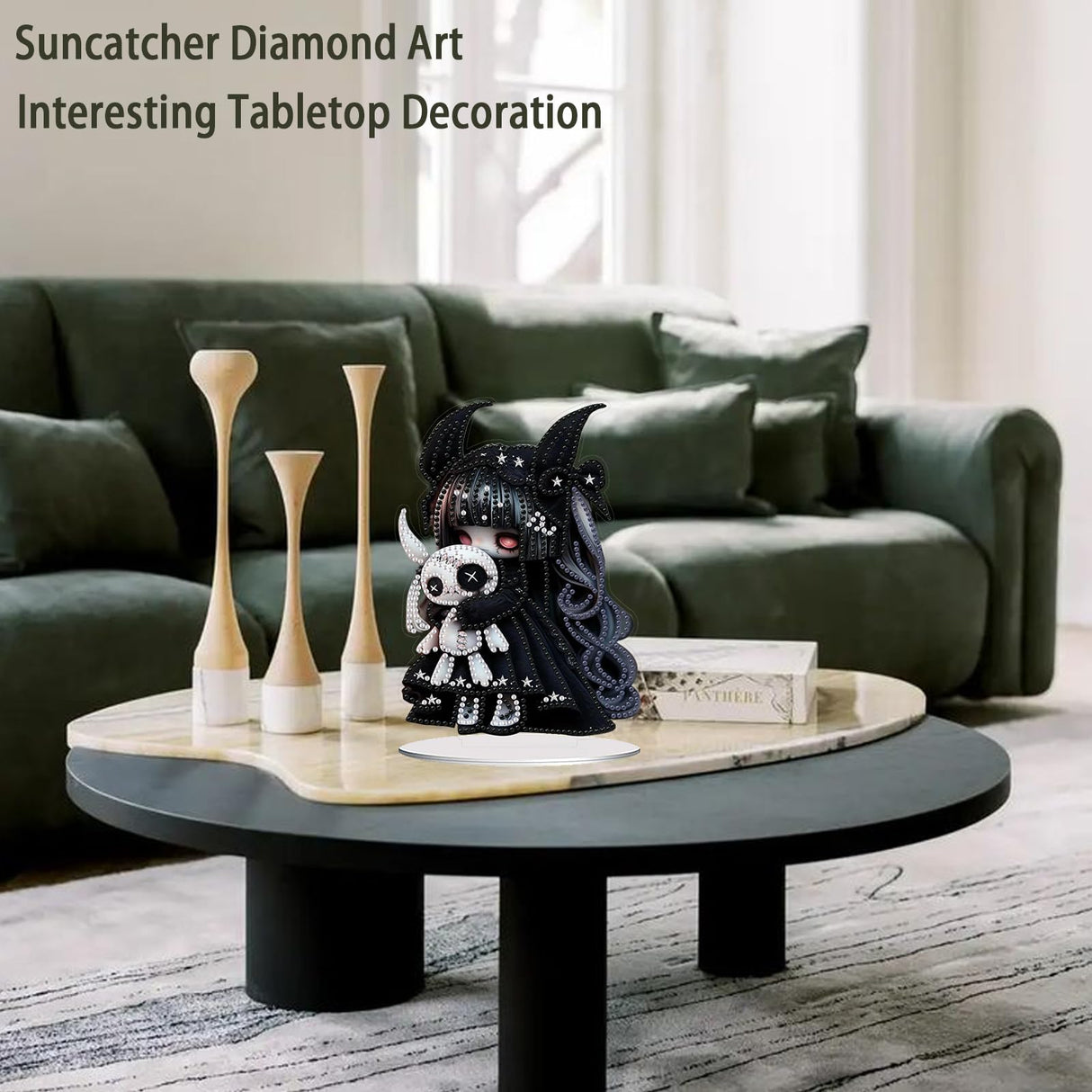 AIBOERL Dark Doll Tabletop Diamond Art Kits,Stand Up Diamond Painting Kits for Adults,DIY Desktop Diamond Painting Diamond Art Ornamental Sunshine Catcher Craft Desk for Table Tabletop Decor and Gift AIBOERL