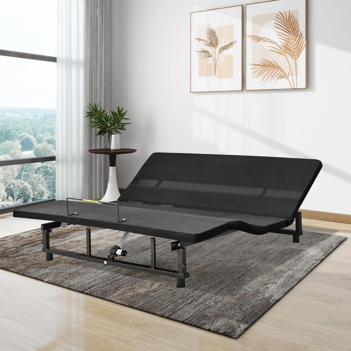 KEIKI King Adjustable Bed Frame with Remote, Head & Foot Incline, Zero Gravity, 4 USB Ports & Under-Bed Nightlight, Quiet Motor Base, Black KEIKI