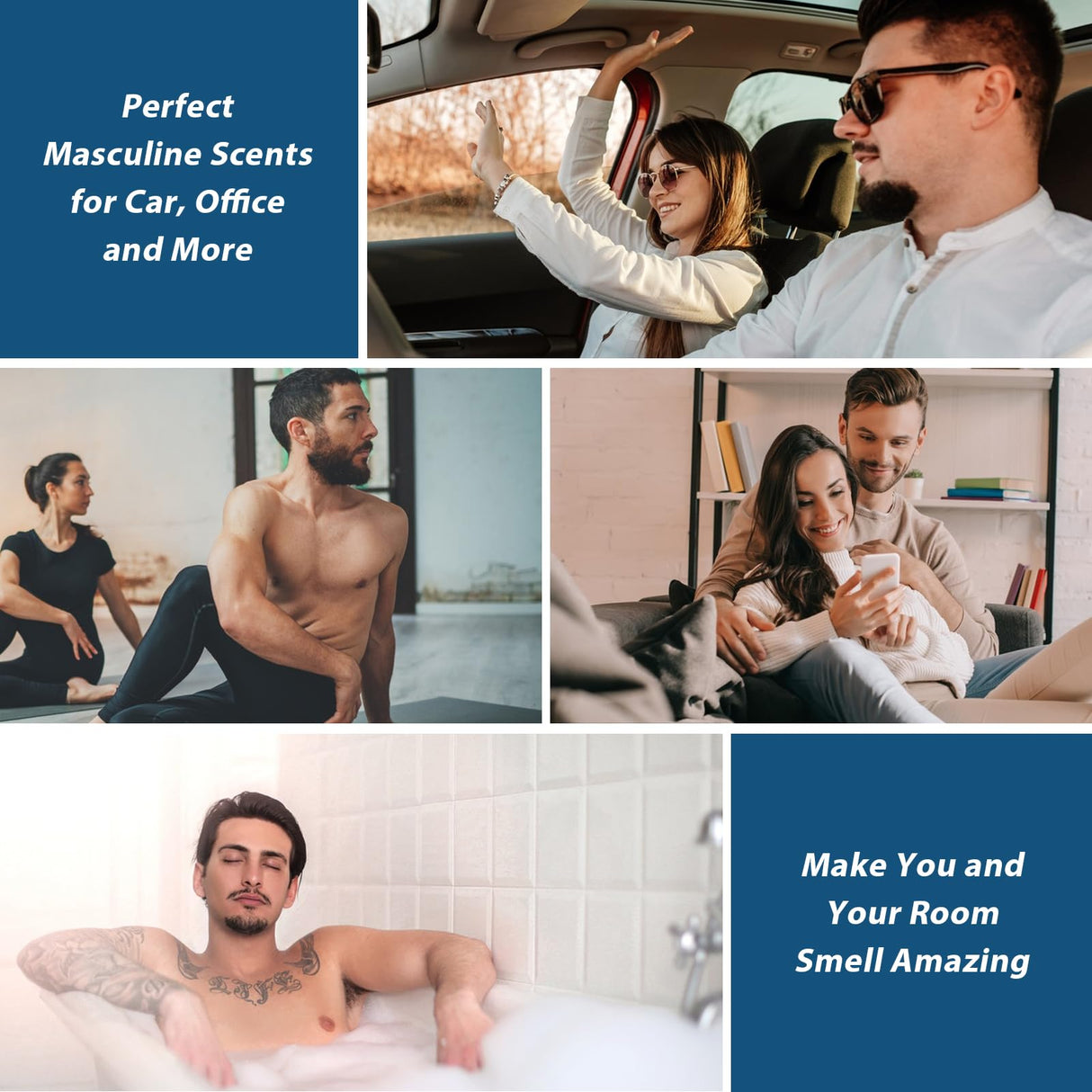 FUHITIM Fragrance Oil, Charming Men's Set Diffuser Oil for Home, Soap & Candle Making Scents, Aromatherapy Essential Oils -Sea Breeze, Fireside Vanilla, Cedar and More(6 * 10ML) FUHITIM