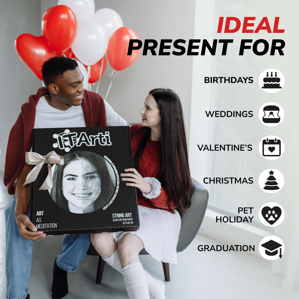 DIY String Art Kit – Create Custom Art from Your Photo – Relaxing Hobby & Personalized Wall Decor – Craft Kit for Women/Her – IT Arti – Gift Idea String Art for Adults Beginner IT Arti