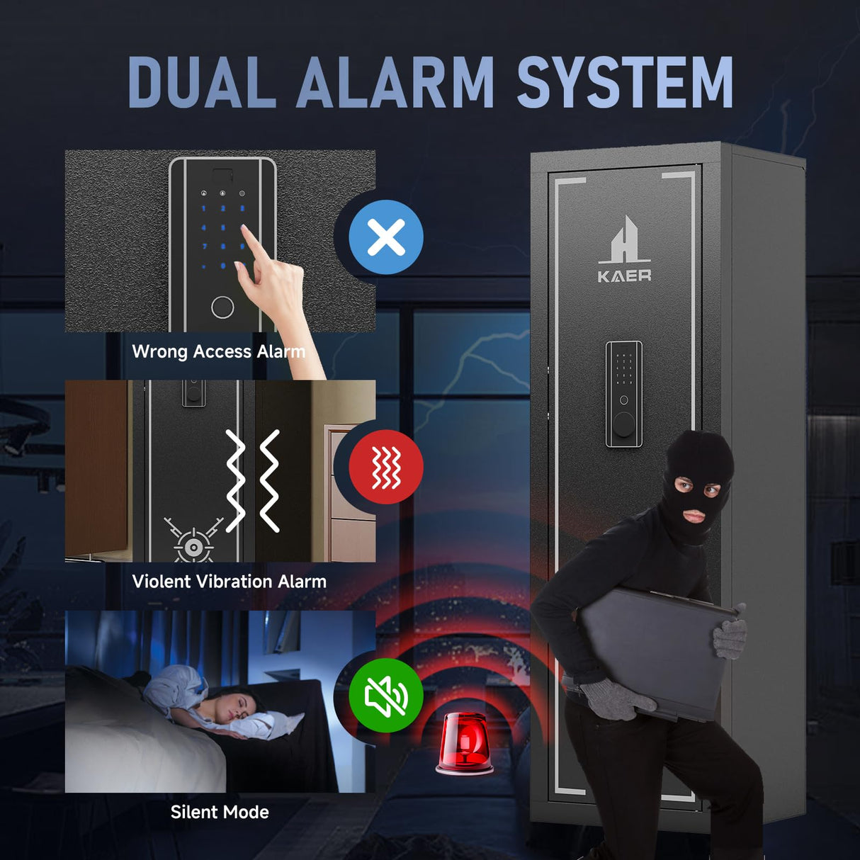 KAER 13-15 Gun Safe for Rifle and Pistols,Rifle Safes for Home,Clearance Gun Cabinet for Home Rifles and Shotguns,Gun Safe for Handgun with Digital Keypad Adjustable Shelves for Home,Unassembled KAER