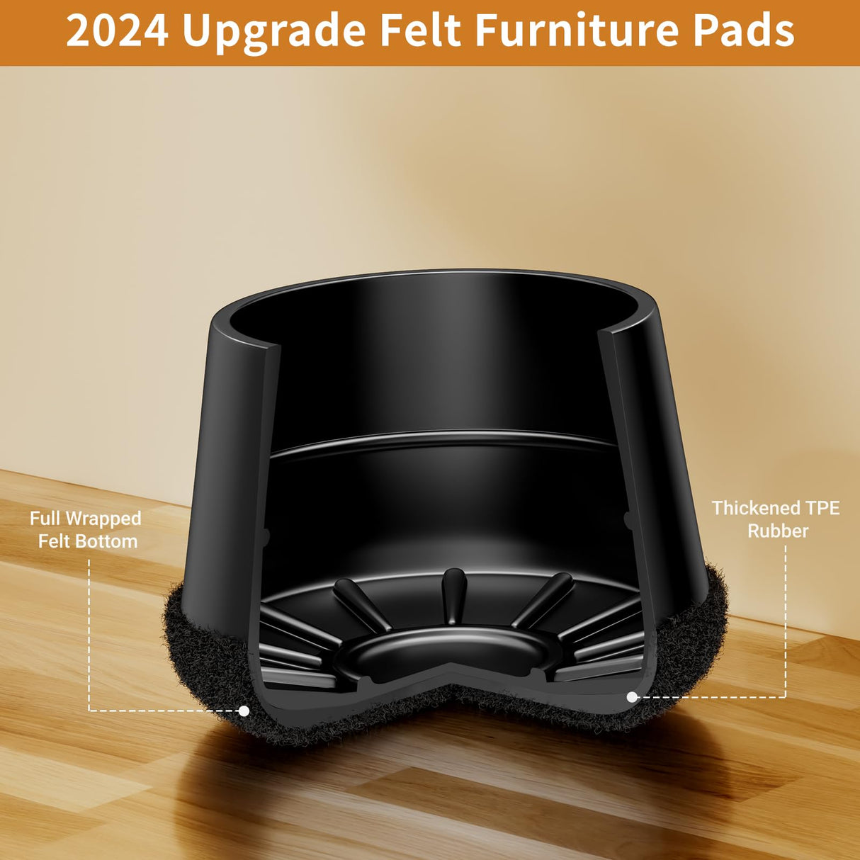 Meldel 24 PCS Silicone Chair Leg Floor Protectors Extra Small(0.6"-0.8") Rubber Felt Furniture Pads Chair Legs Caps/Covers for Hardwood Floors, Tile from Scratches & Reduce Noise - Round, Black Meldel