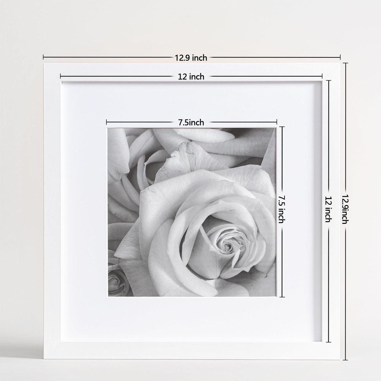 eletecpro 12x12 Picture Frames Set of 9, Classic Gallery Wall Frame Set Displays 8x8 Photo with Mat or 12x12 No Mat, Square Picture Frames Collage Wall Decor, White Home Decor for Hanging eletecpro