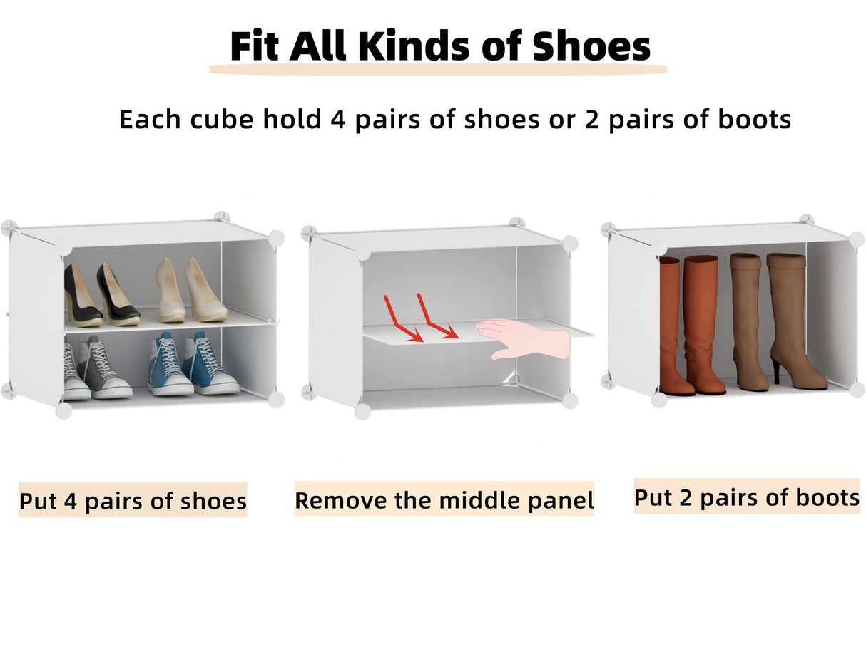 HOMICKER Shoe Storage,32 Pairs Shoe Rack Organizer for Closet Shoe Cabinet with Door Shoe Shelves for Closet,Entryway,Hallway,Bedroom HOMICKER