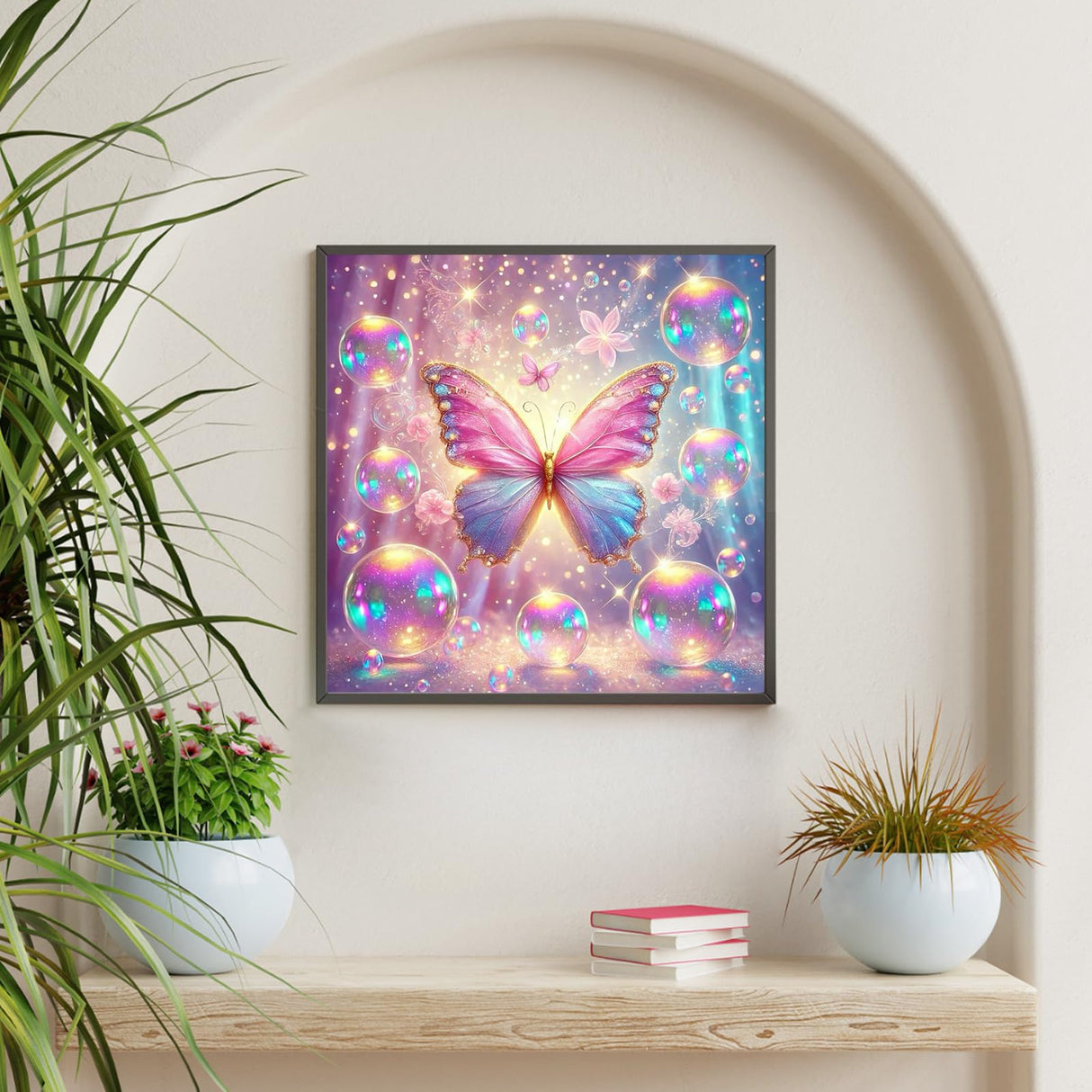Diamond Art Kits for Adults Shiny Butterfly, DIY 5D Diamond Painting Kit for Beginners, Full Round Drill Gem Art Dots for Adults, Perfect for Home Wall Decor 14X14 Inch Okarina