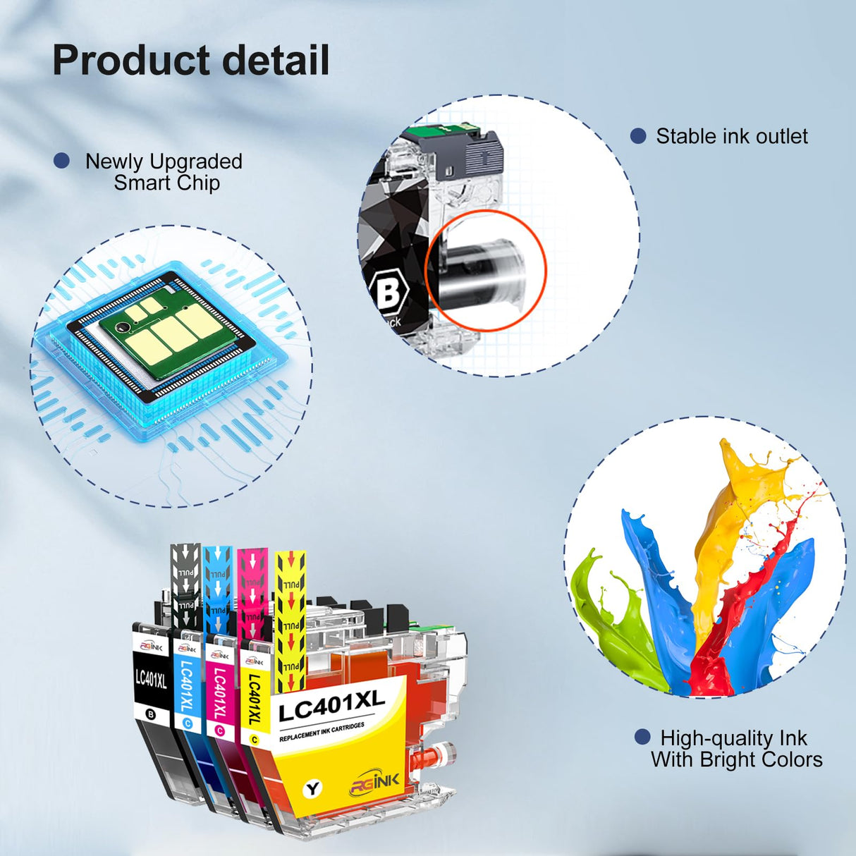 LC401XL Ink Cartridges for Brother Printer Compatible LC401 Ink Replacement for Brother LC401 Ink Cartridges LC401XL High Yield to use with Brother MFC-J1010DW MFC-J1012DW MFC-J1170DW (4 Pack, XL) RGiNK