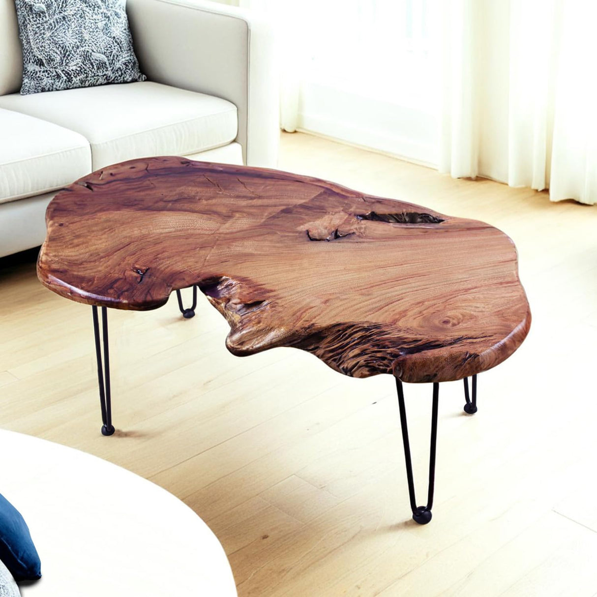 TRFCDSHH Natural Wood Coffee Table,Unique Live Edge Coffee Table for Living Room TRFCDSHH