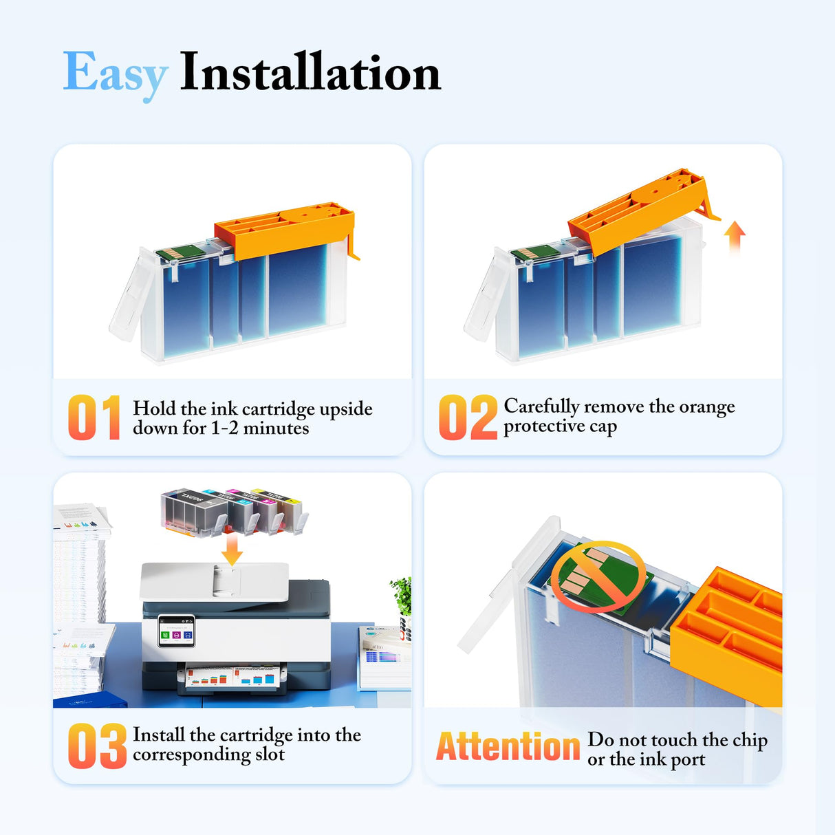 LxTek Compatible Ink Cartridge Replacement for HP 902XL Ink Cartridges Combo Pack, Replacement for HP 902 Ink Cartridges Compatible with Officejet 6978 6968 6962 6958 Printer (4 Pack) LxTek
