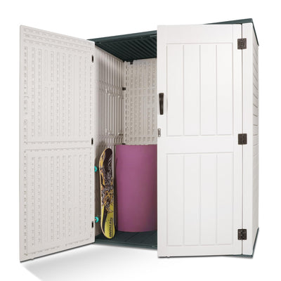 Plainsity Outdoor Storage Cabinet, 52 Cu ft Resin Storage Box for Patio Garden Yard - Weatherproof Outdoor Storage Shed for Tools Pool Supplies - Lockable Vertical Storage Shed