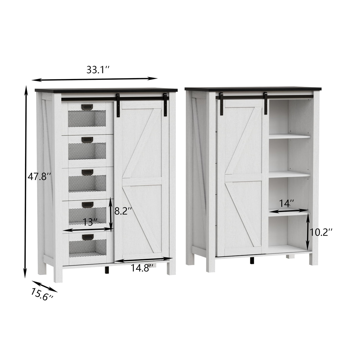 SDMY 5 Drawers Dresser for Bedroom w/Sliding Barn Door, 5 Drawer Tall Dresser, Farmhouse Chest of Drawers, Storage Organizer Dresser for Bedroom, Hallway, Living Room, Kids Room (White) SDMY