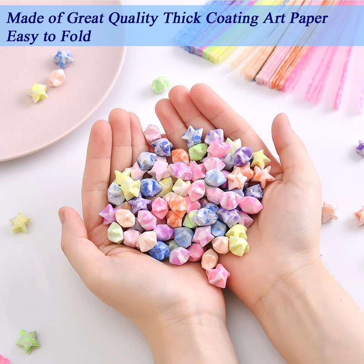 1260 Sheets Luminous Origami Star Paper Strip with 6 Patterns Glow in Dark Folding Stars Paper Lucky Stars Paper for DIY Handmade Crafts Paper Stars Unixing