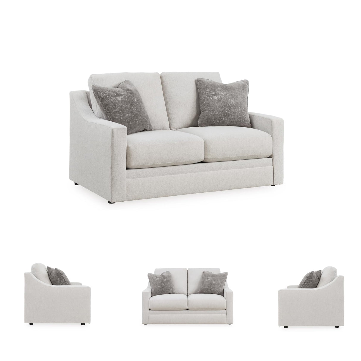 Signature Design by Ashley Maitelynn Contemporary Loveseat with Accent Pillows, Reversible Cushions and Sloped Arms, Light Gray Signature Design by Ashley