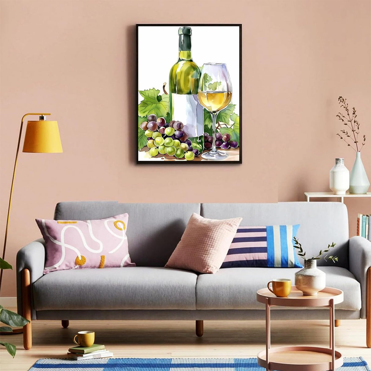 EATUKYIC 5D Adult Diamond Painting Kit White Wine Bottle and Glass Diamond Painting Full Diamond Gemstone Painting Suitable for Relieving Emotions Wine Diamond Dots Art Crafts 12x16inch EATUKYIC