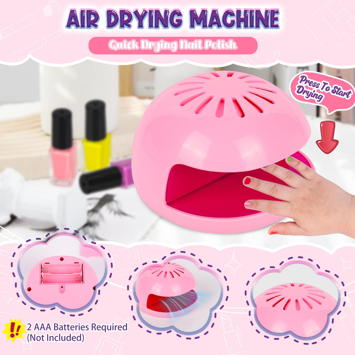 EULRGAUS Kids Nail Polish Set for Girls, 27PCS Nail Art Kit with Nail Dryer, Non Toxic Nail Polish kit and Fake Nails for Kids, Girl Toys Age 6-8, Halloween Christmas Birthday Gifts for Girls 8-12 EULRGAUS