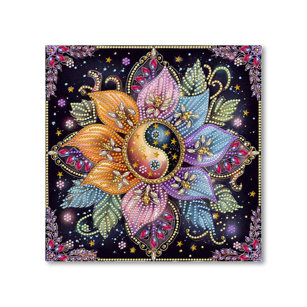 Mandala Special Shape Diamond Painting Kits- Flower Crystal Art Diamond Art Kits for Adults, 5D Rhinestone Painting for Gift Home Wall Decor(12x12inch) GOUGOUFAFA