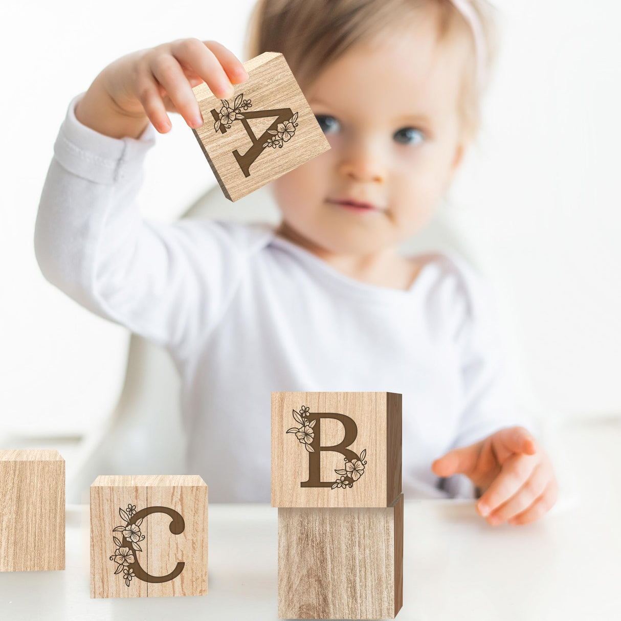 Custom Wooden Name Blocks, Engraved Nursery Flowers Name Sign, Custom Nursery Décor, Custom Name Wood Blocks, Wooden Name Signs for Nursery, Montessori Décor Engraved on Solid Wood, Name Wood Blocks Custom Empire Shop