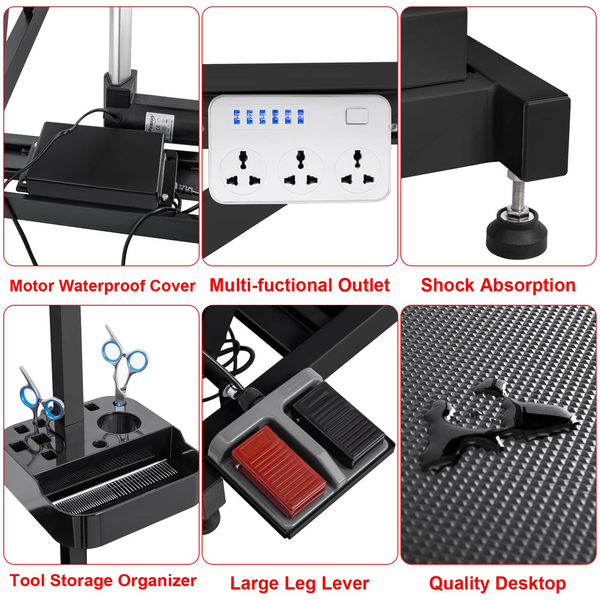 CIRONBOW 50'' Electric Dog Grooming Table, Adjustable X Lift Heavy Duty Dog Grooming Table for Large Dogs with Anti-Skid Tabletop & Grooming Scissors & Wireless Remote &Tool Organizer & Arms, Black CIRONBOW