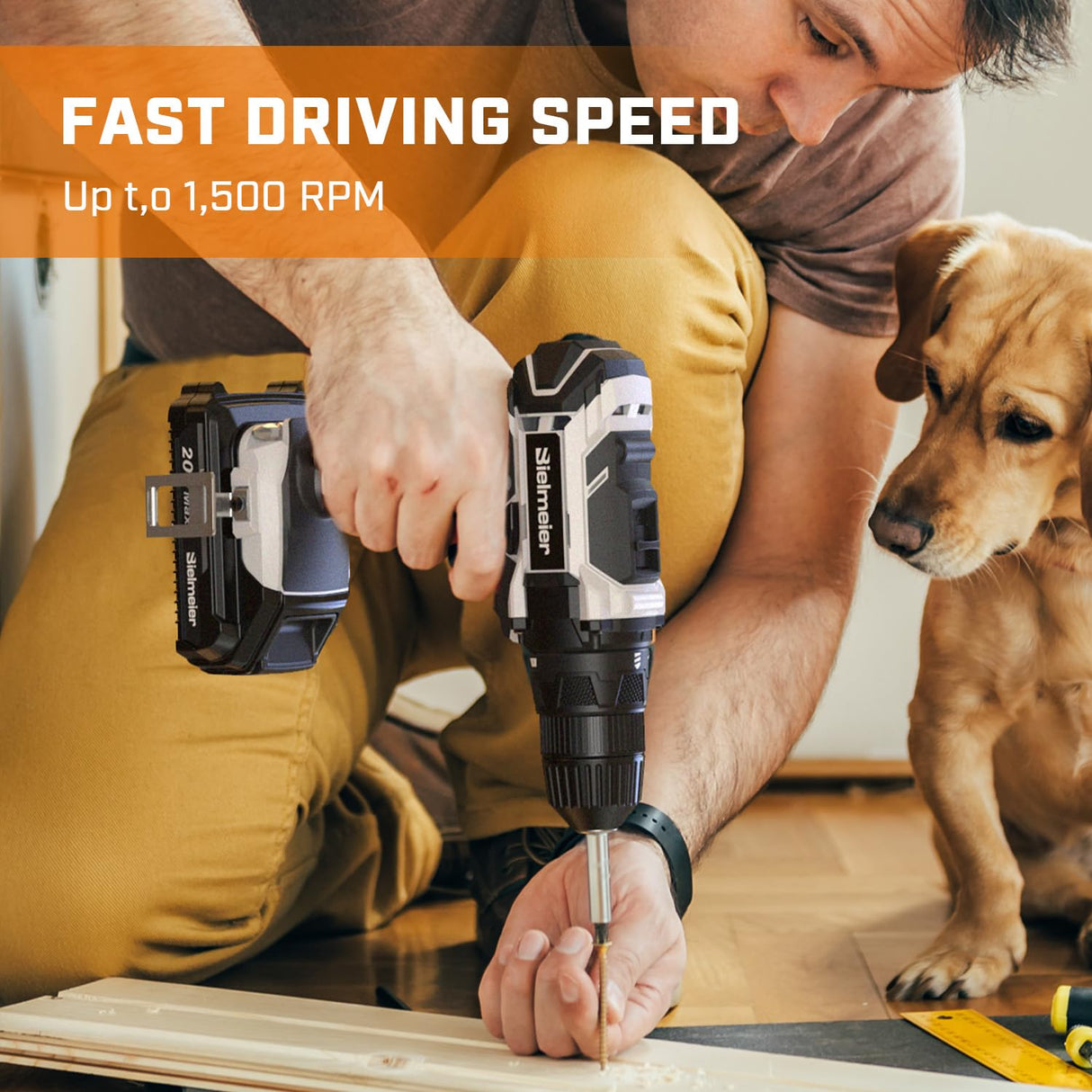 Bielmeier 20V MAX Cordless Drill Set – 285 In-lb Torque,2 Variable Speed,64+1 Position,3/8" Keyless Chuck,Drill Machine Includes 2 Brushes,Flex Shaft,Cloth Bag & 58 Drill Bits(Black) BIELMEIER