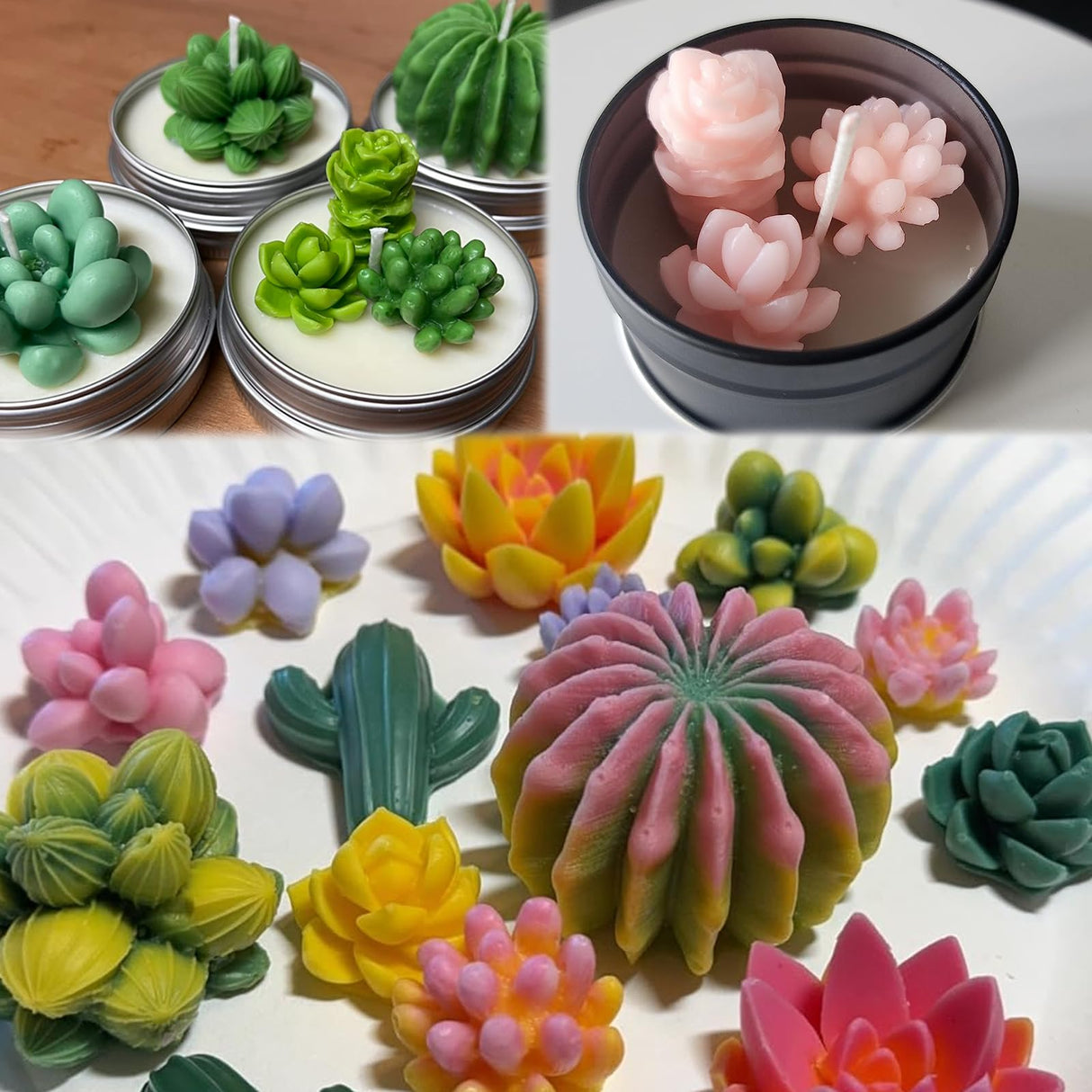 EuTengHao Succulent Silicone Molds, 3D Flower Resin Mold for Candle Soap Cake Decoration Making, Plant Flower Wax Scented Candle Soap Silicone Molds (10Pcs) EuTengHao