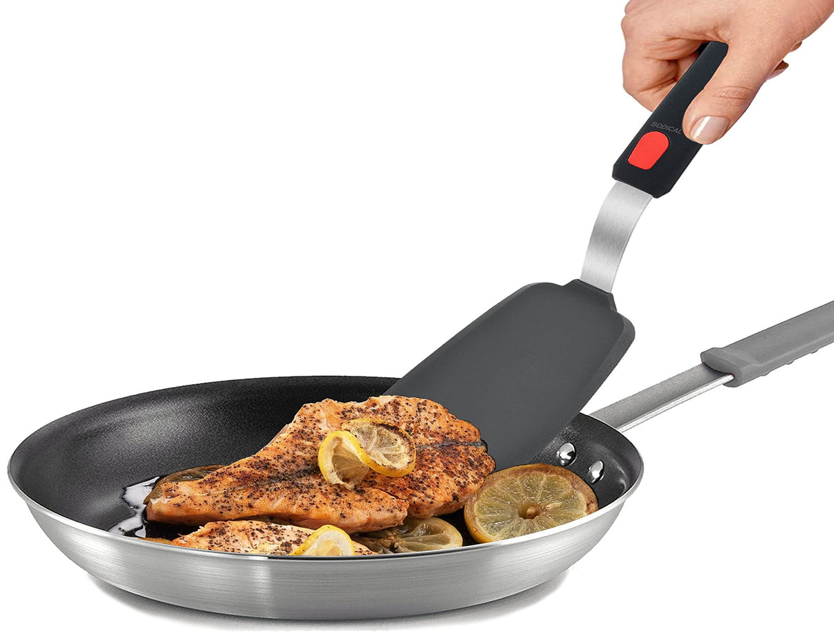 2 Pack Flexible Silicone Spatula Turner, 600°F Heat Resistant Silicone Spatula Set for Nonstick Cookware, Kitchen Silicone Cooking Utensil Set for Egg Pancake Flipper/Heat Resistant Silicone Grip BodiCal